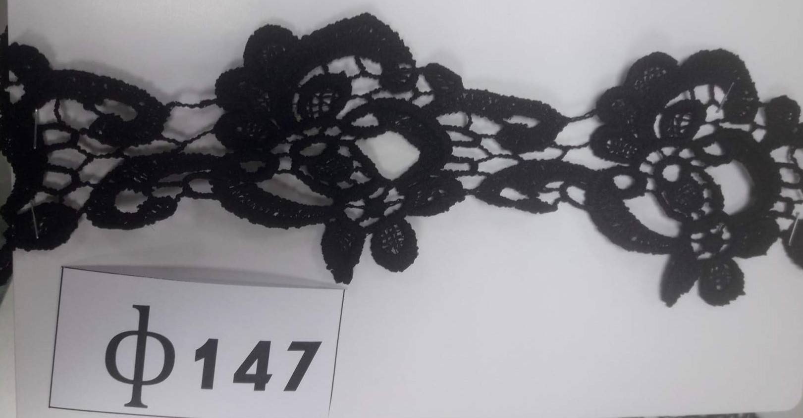 Кружево 6 см цветочки черные